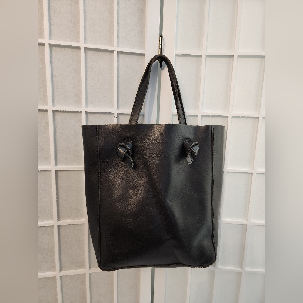NISOLO Simone Shopper Tote, Black Leather